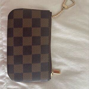 Checkered Brown Key Pouch